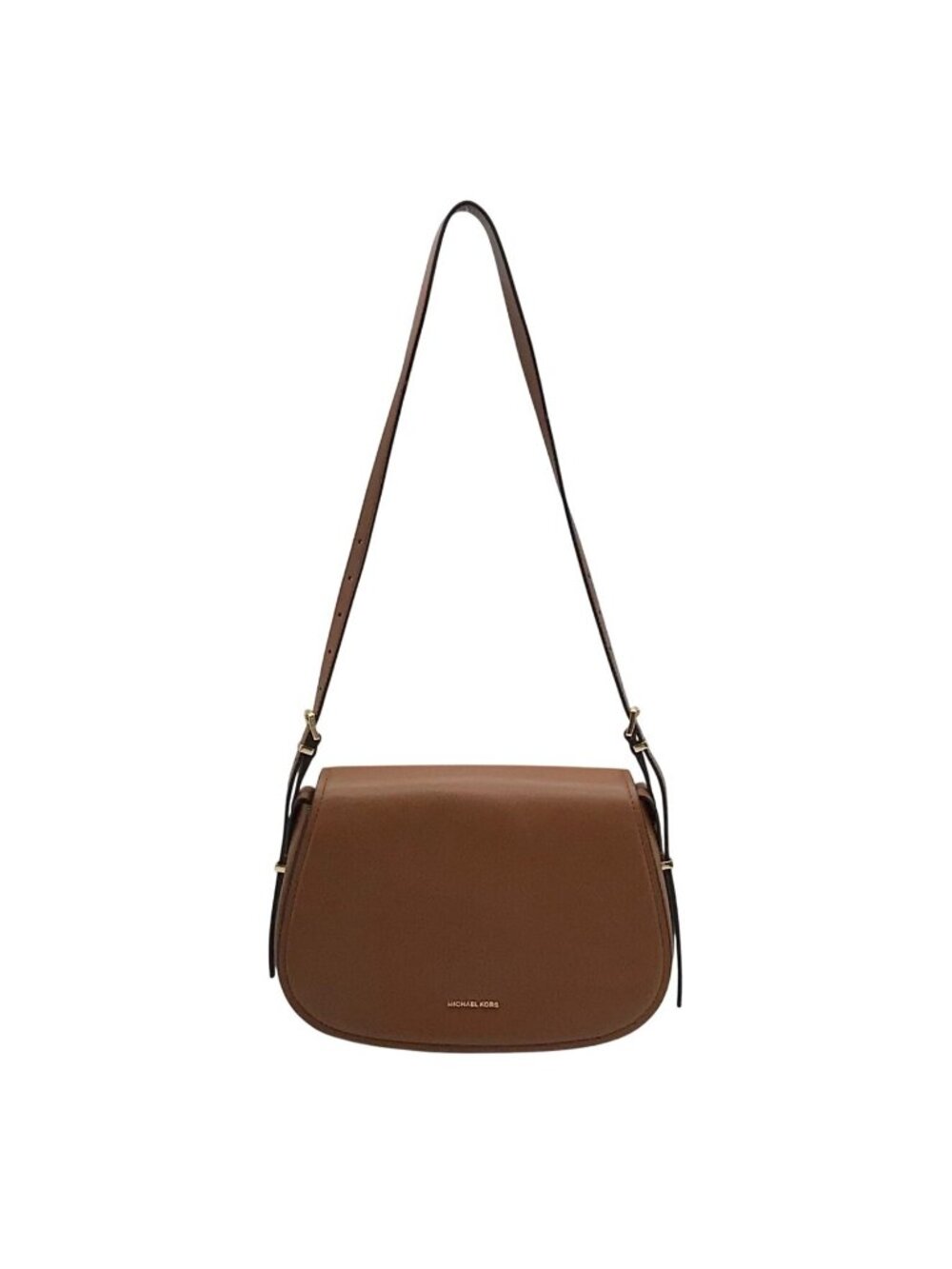 Michael Kors Luggage Brown Leather Lydia Flap Messenger Crossbody Bag